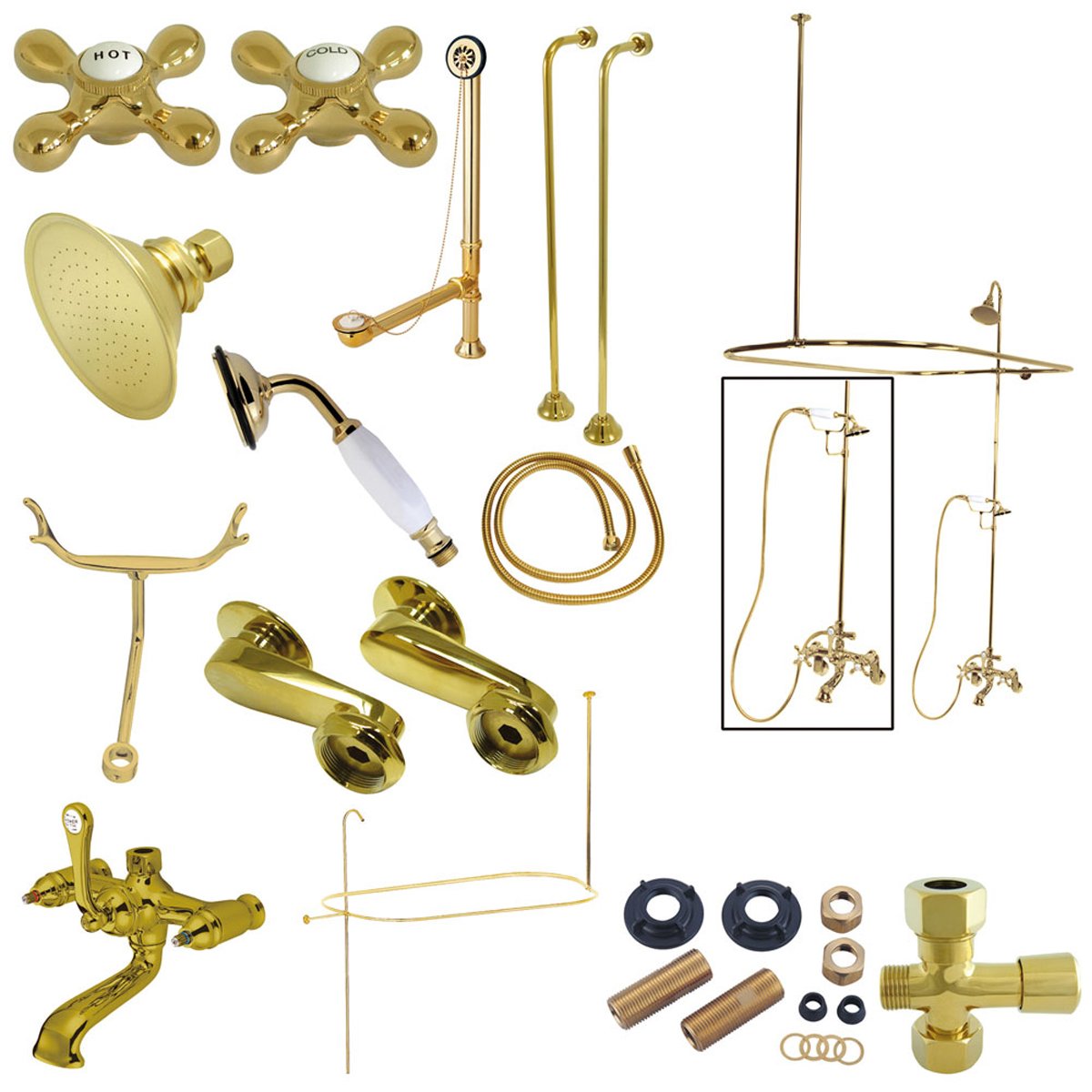 Kingston Brass Vintage Clawfoot Tub Package with Metal Cross Handles-Tub Faucets-Free Shipping-Directsinks.