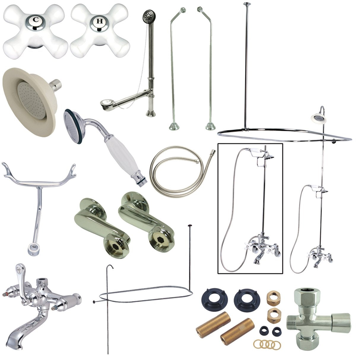 Kingston Brass CCK1181PX Vintage Clawfoot Tub Package with 24" Supply Lines-Tub Faucets-Free Shipping-Directsinks.