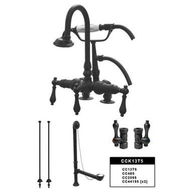 Kingston Brass Vintage Deck Mount Clawfoot Tub Faucet Package-Tub Faucets-Free Shipping-Directsinks.