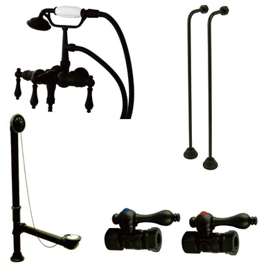 Kingston Brass Vintage Wall Mount Down Spout Clawfoot Tub Faucet Package in Oil Rubbed Bronze-Tub Faucets-Free Shipping-Directsinks.