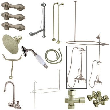 Kingston Brass Vintage High Rise Gooseneck Clawfoot Tub and Shower Package with Metal Lever Handles-Tub Faucets-Free Shipping-Directsinks.