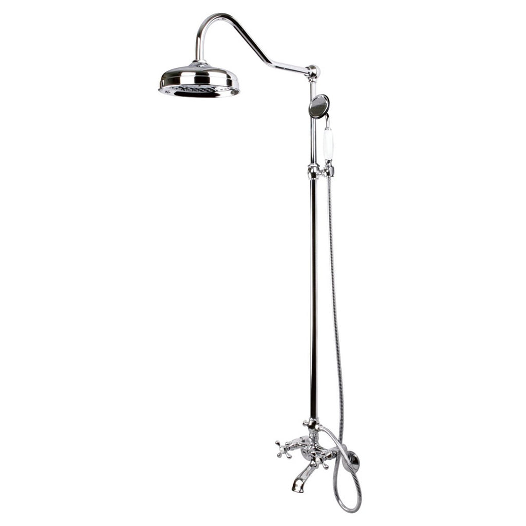 Kingston Brass CCK2148AL Vintage High Rise Gooseneck Clawfoot Tub and Shower Package with Metal Lever Handles, Satin Nickel