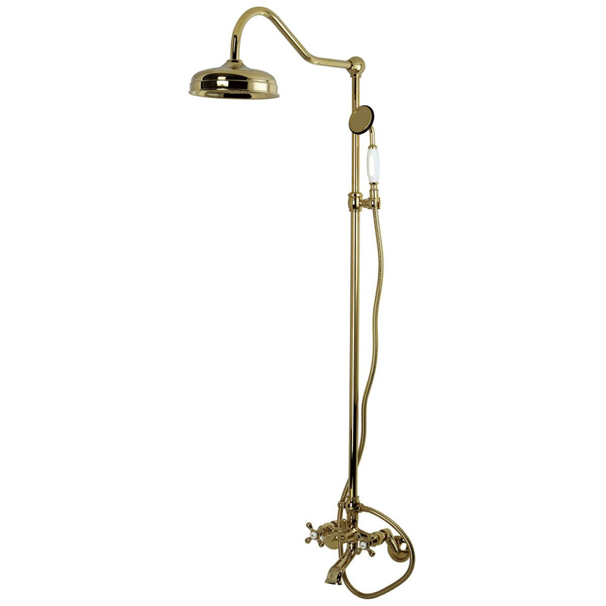Kingston Brass Vintage Wall Mount Clawfoot Tub and Shower Package in Polished Brass-Tub Faucets-Free Shipping-Directsinks.