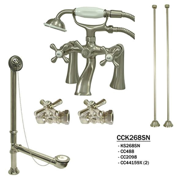 Kingston Brass Vintage Deck Mount Classic Clawfoot Tub Faucet Package-Tub Faucets-Free Shipping-Directsinks.