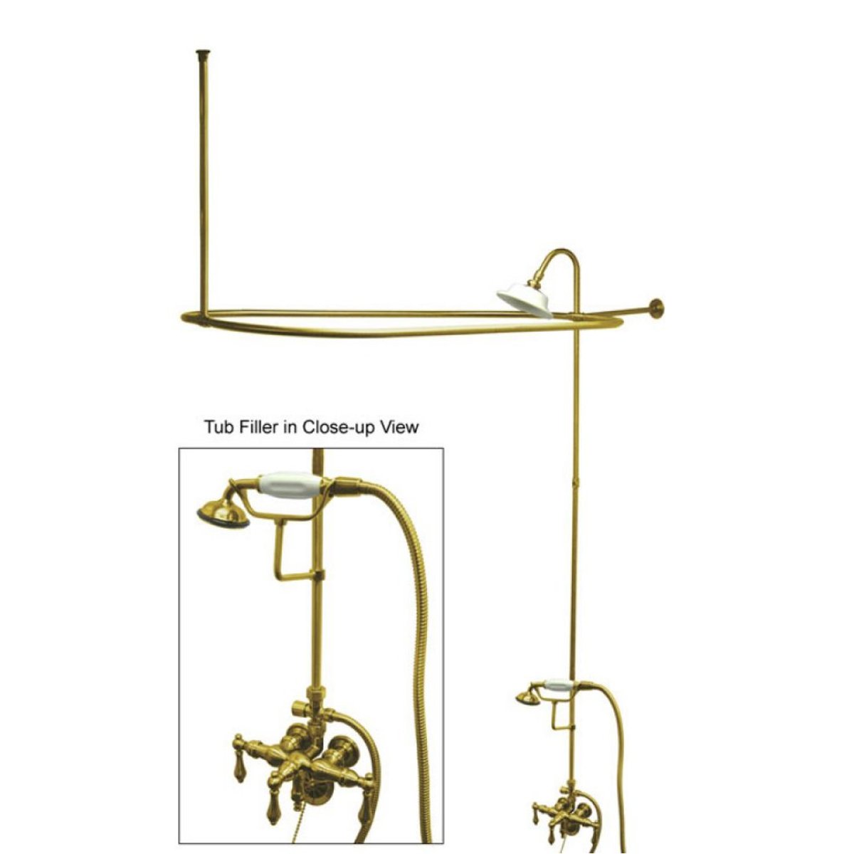 Kingston Brass Vintage Clawfoot Tub Package with 22" Supply Lines and 62" Shower Riser-Tub Faucets-Free Shipping-Directsinks.
