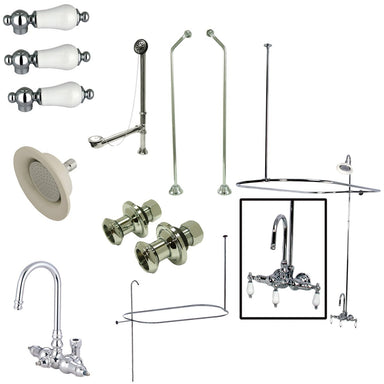 Kingston Brass Vintage Clawfoot Tub Package with High Rise Goose Neck in Polished Chrome-Tub Faucets-Free Shipping-Directsinks.