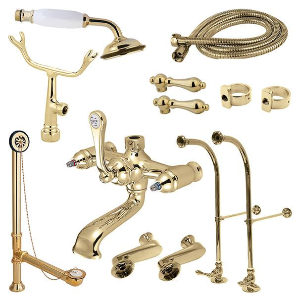 Kingston Brass Vintage Freestanding Clawfoot Tub Faucet Package with Metal Lever Handles-Tub Faucets-Free Shipping-Directsinks.