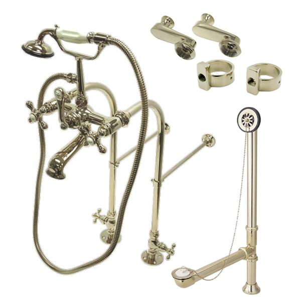 Kingston Brass Vintage Freestanding Clawfoot Tub Faucet Package with Metal Cross Handles-Tub Faucets-Free Shipping-Directsinks.