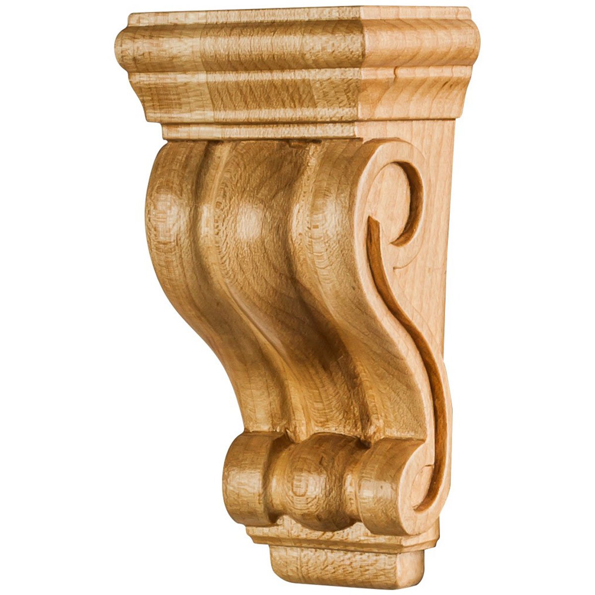 Hardware Resources 2" x 1-1/2" x 4" Rubberwood Low Profile Scrolled Corbel-DirectSinks