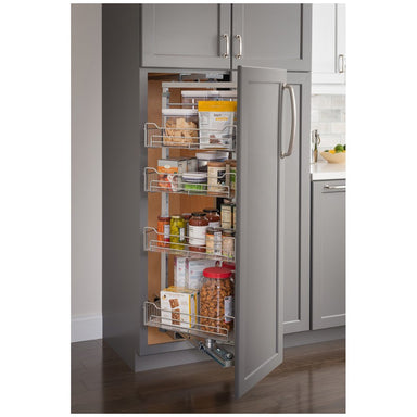 Hardware Resources 74" Height Chrome Wire Pantry Pullout with Swingout Feature-DirectSinks
