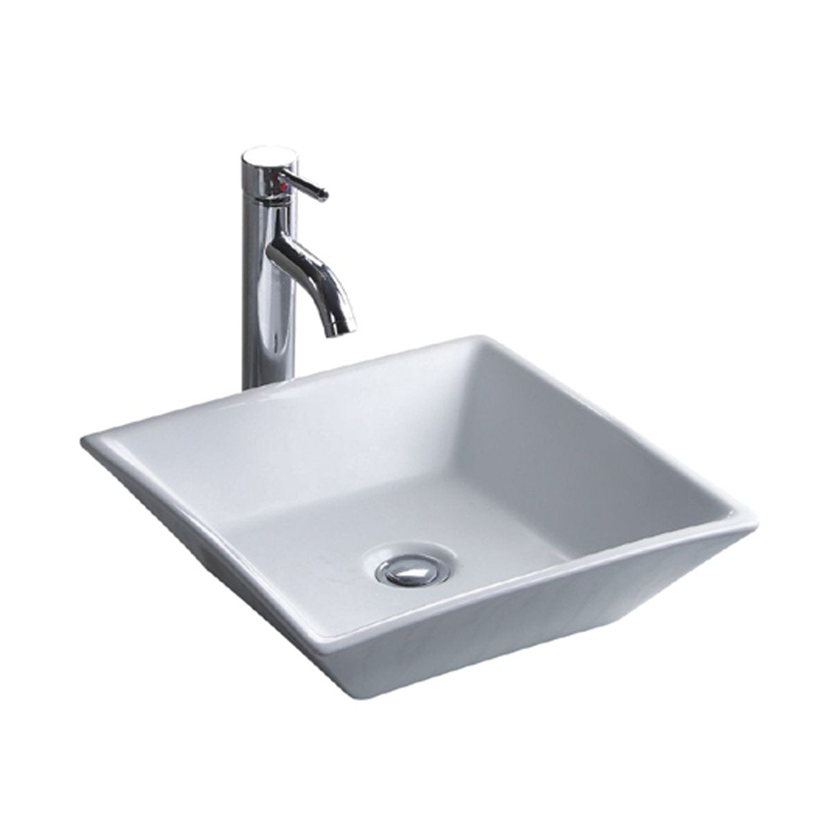 Wells Sinkware 17-Inch Square Vitreous Ceramic Vessel Bathroom Sink in White-Bathroom Sinks Fast Shipping at Directsinks.