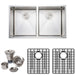 Wells Sinkware Handcrafted 33-Inch 16-Gauge Undermount 50-50 Double Bowl Stainless Steel Kitchen Sink with Grid Rack and Basket Strainer-Kitchen Sinks Fast Shipping at Directsinks.