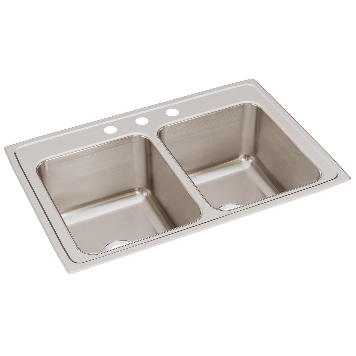 Elkay Lustertone Classic Stainless Steel 33" x 22" x 12-1/8" Equal Double Bowl Drop-in Sink