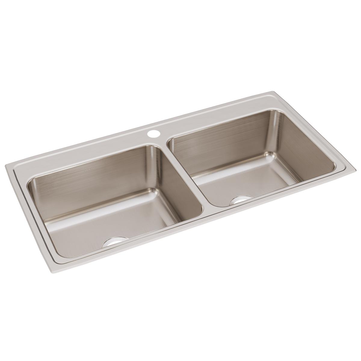 Elkay Lustertone Classic 43" x 22" x 10-1/8" Equal Double Bowl Stainless Steel Drop-in Sink