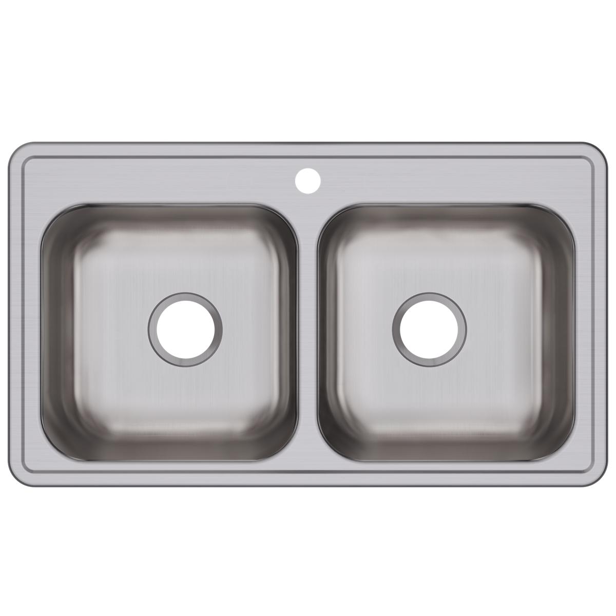Elkay Dayton Stainless Steel 33" x 19" x 8" Equal Double Bowl Drop-in Sink