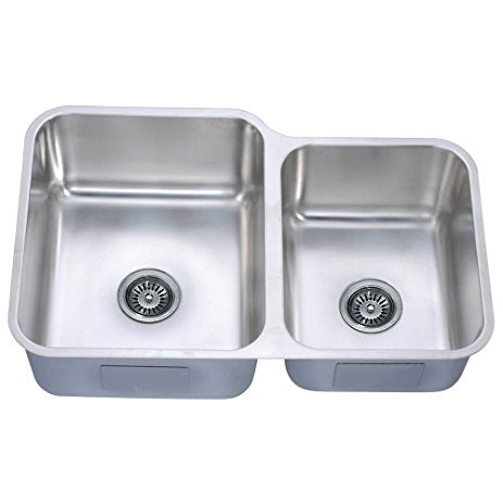 32" Undermount Double Bowl 60/40 16 Gauge Stainless Steel Kitchen Sink-Kitchen Sinks Fast Shipping at DirectSinks.