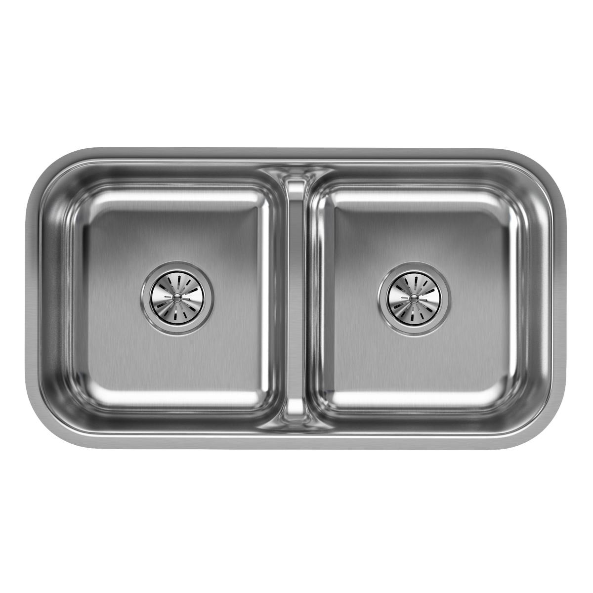 Elkay Lustertone Classic Stainless Steel 32-1/2" x 18-1/8" x 8" Equal Double Bowl Undermount Sink with Aqua Divide