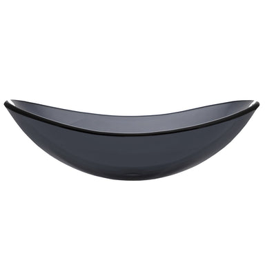Eden Bath Dark Gray Canoe Glass Vessel Sink