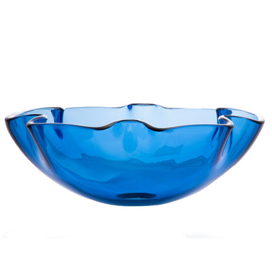 Eden Bath Wave Rim Blue Glass Vessel Sink