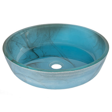 Eden Bath Blue Mist Flat Bottom Glass Vessel Sink