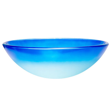 Eden Bath Blue Cloud Frosted Round Glass Vessel Sink