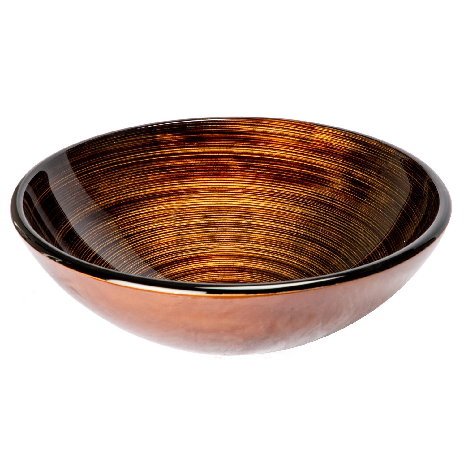 Eden Bath Brown and Gold Rings Glass Vessel Sink