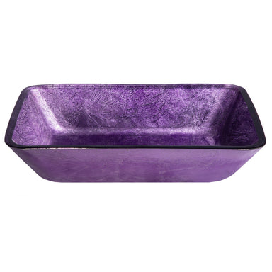 Eden Bath Rectangular Purple Foil Glass Vessel Sink