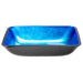 Eden Bath Rectangular Royal Blue Foil Glass Vessel Sink with Black Exterior