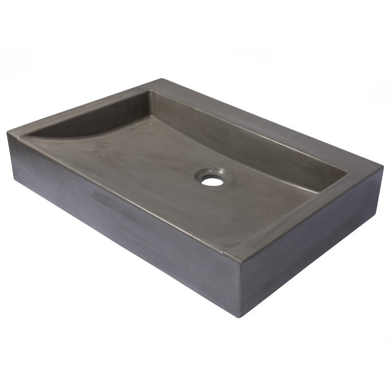 Rectangular Sloped Concrete Vessel Sink in Dark Gray