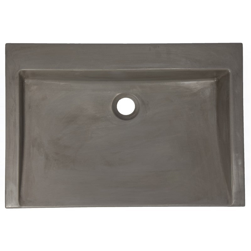 Rectangular Sloped Concrete Vessel Sink in Dark Gray