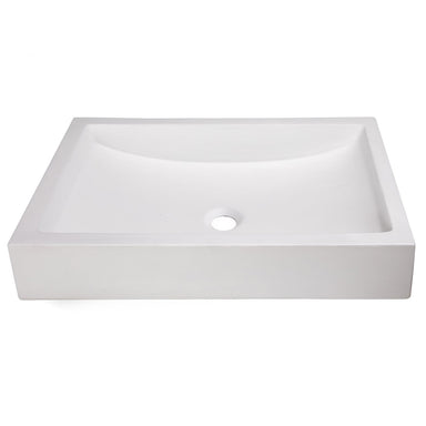 Eden Bath 22-Inch Shallow Wave Concrete Rectangular Vessel Sink - White