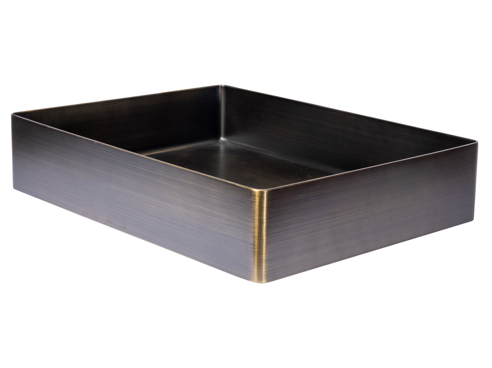 Rectangular 19" x 14 1/2" Stainless Steel Bathroom Vessel Sink with Drain in Antique Gold
