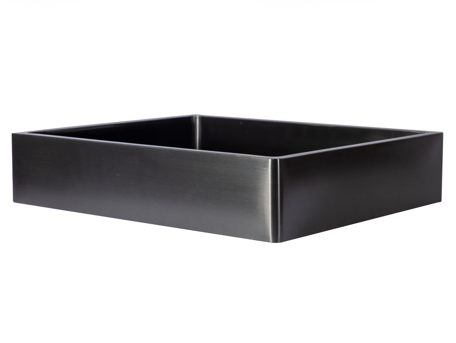 Rectangular 18 3/4 x 15 3/4" Thick Rim Stainless Steel Bathroom Vessel Sink with Drain in Black