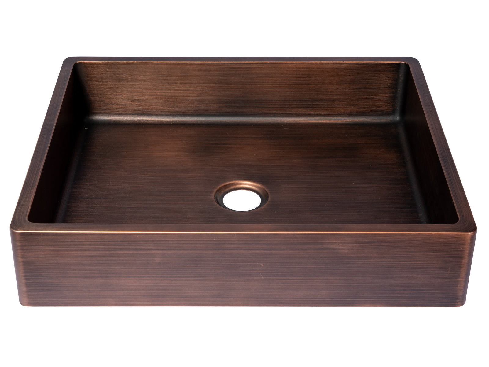 Rectangular 18 3/4" x 15 3/4" Thick Rim Stainless Steel Bathroom Vessel Sink with Drain in Bronze-DirectSinks