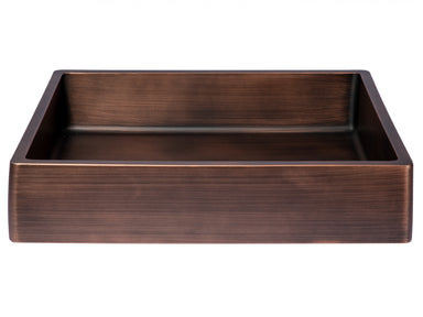 Rectangular 18 3/4" x 15 3/4" Thick Rim Stainless Steel Bathroom Vessel Sink with Drain in Bronze-DirectSinks