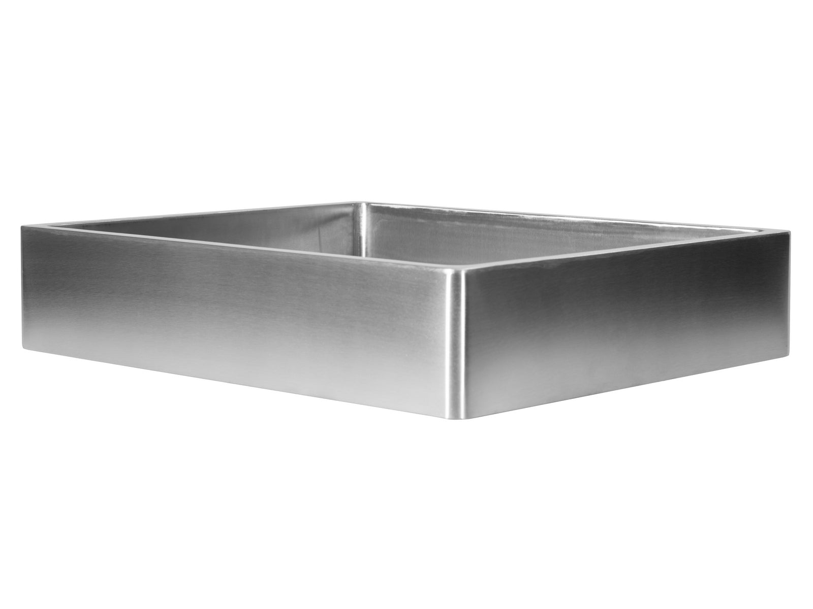 Rectangular 18 3/4" x 15 3/4" Thick Rim Stainless Steel Bathroom Vessel Sink with Drain in Silver