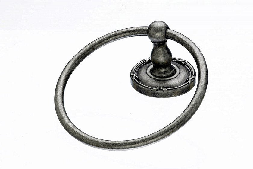 Topknobs ED5APE Towel Ring with Ribbon & Reed Detail in Antique Pewter-DirectSinks