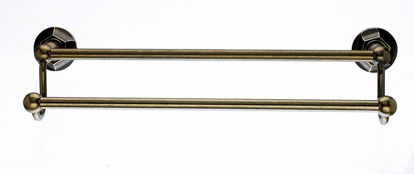 Topknobs ED7GBZB 18" Double Towel Bar with Hex Detail in German Bronze-DirectSinks