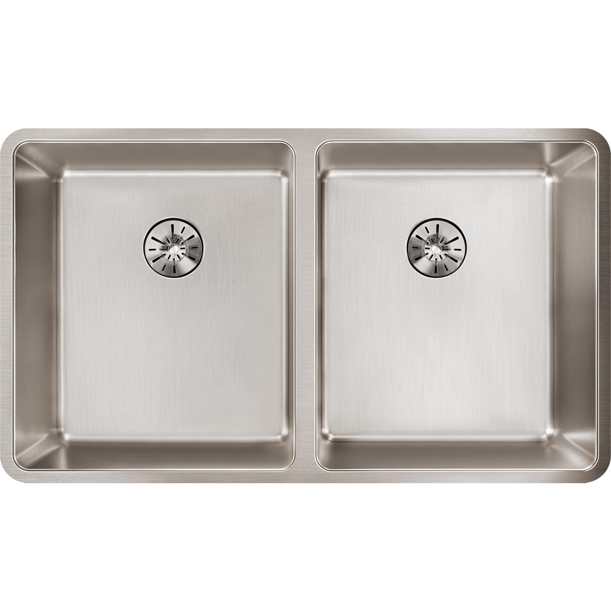 Elkay Lustertone Iconix Stainless Steel 32-3/4" x 19-1/2" x 9" Double Bowl Undermount Sink with Perfect Drain