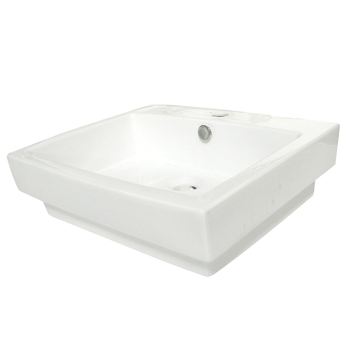 Kingston Brass Plaza White China Vessel Bathroom Sink with Overflow Hole and Faucet Hole-Bathroom Sinks-Free Shipping-Directsinks.