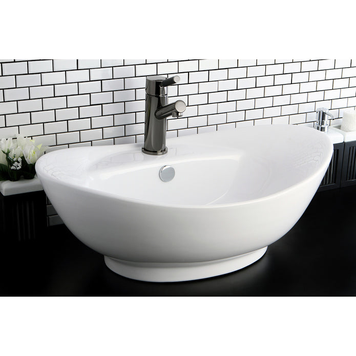 Kingston Brass Harmon White China Vessel Bathroom Sink with Overflow Hole and Faucet Hole