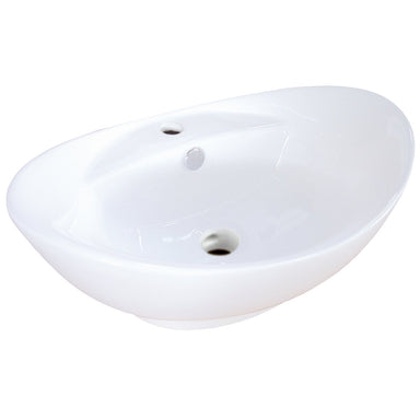 Kingston Brass Harmon White China Vessel Bathroom Sink with Overflow Hole and Faucet Hole-Bathroom Sinks-Free Shipping-Directsinks.
