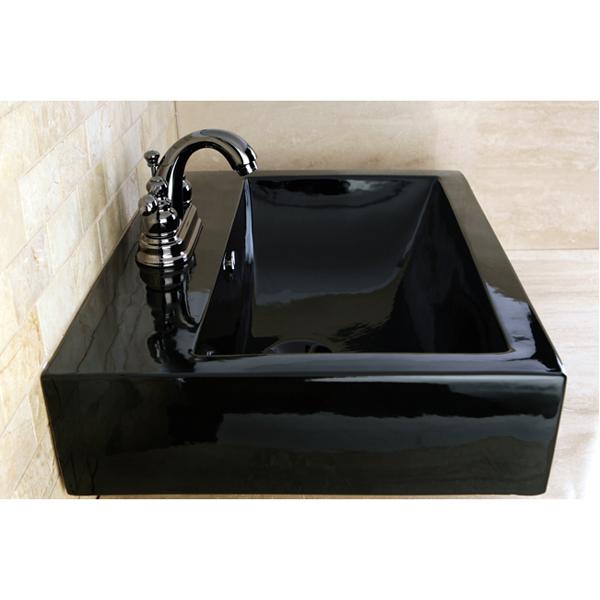 Kingston Brass NB5610AL Water Onyx 4 inch Centerset Lavatory Faucet with ABS/Brass Pop up Drain in Black Nickel-Bathroom Faucets-Free Shipping-Directsinks.