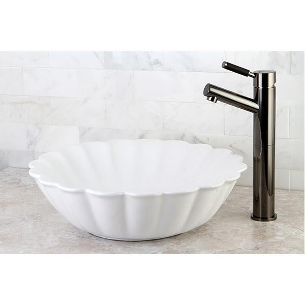 Kingston Brass NS8410DKL Water Onyx Single Handle Vessel Sink Faucet with Anti-Slide Handle Sleeve Less Pop up and Plate in Black Nickel-Bathroom Faucets-Free Shipping-Directsinks.