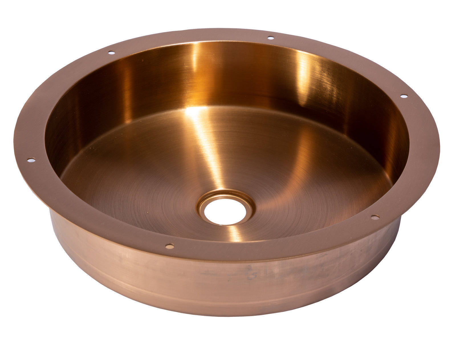 15" Round Stainless Steel Undermount Bathroom Sink with Drain in Rose Gold