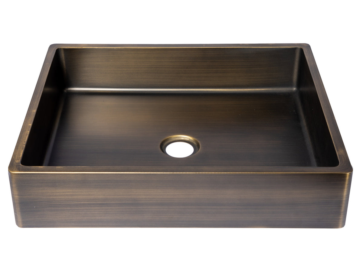 Rectangular Thick Rim Stainless Steel Bathroom Vessel Sink in Antique ...