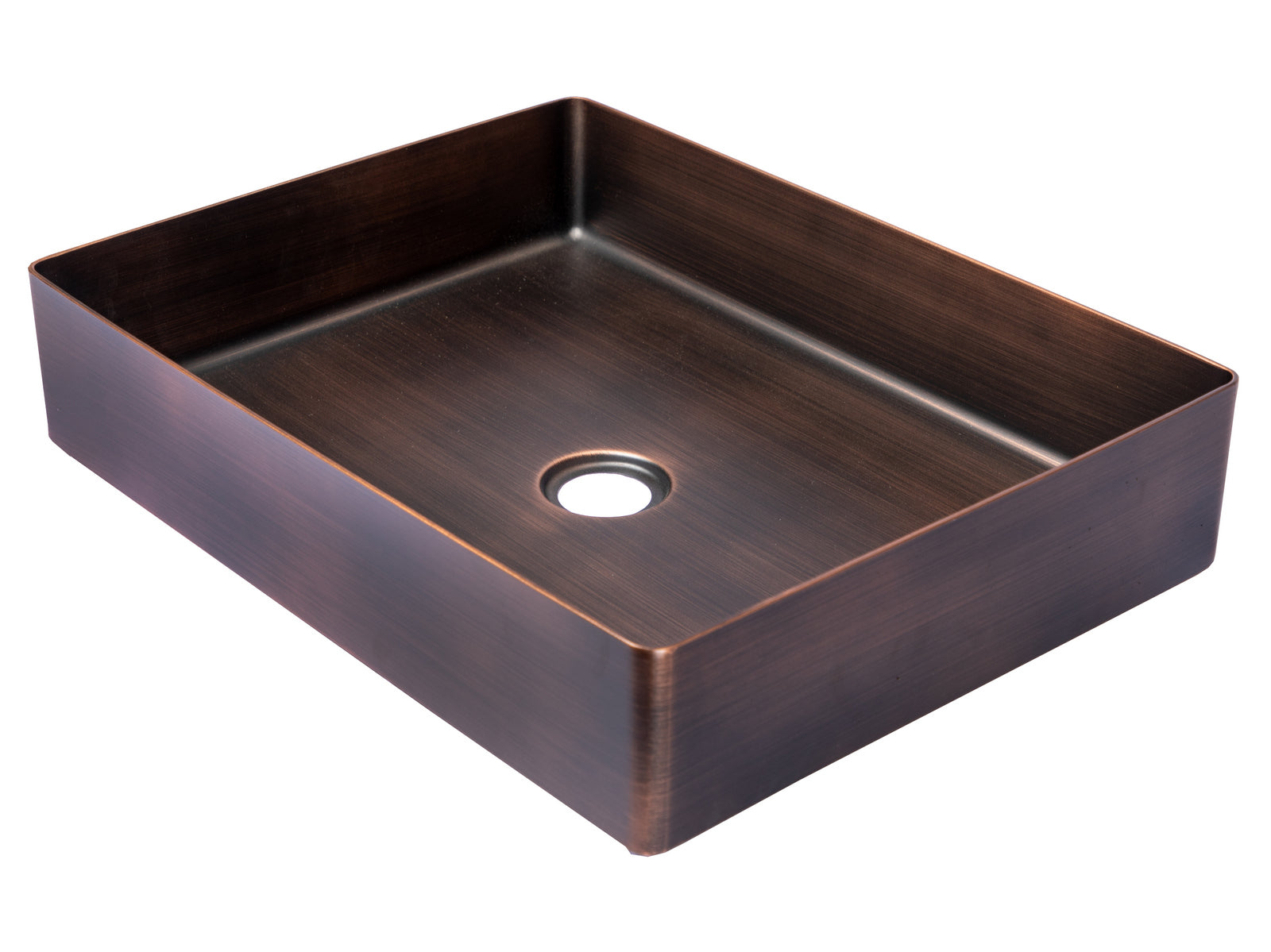 Rectangular 19 x 14 1/2" Stainless Steel Bathroom Vessel Sink with Drain in Bronze