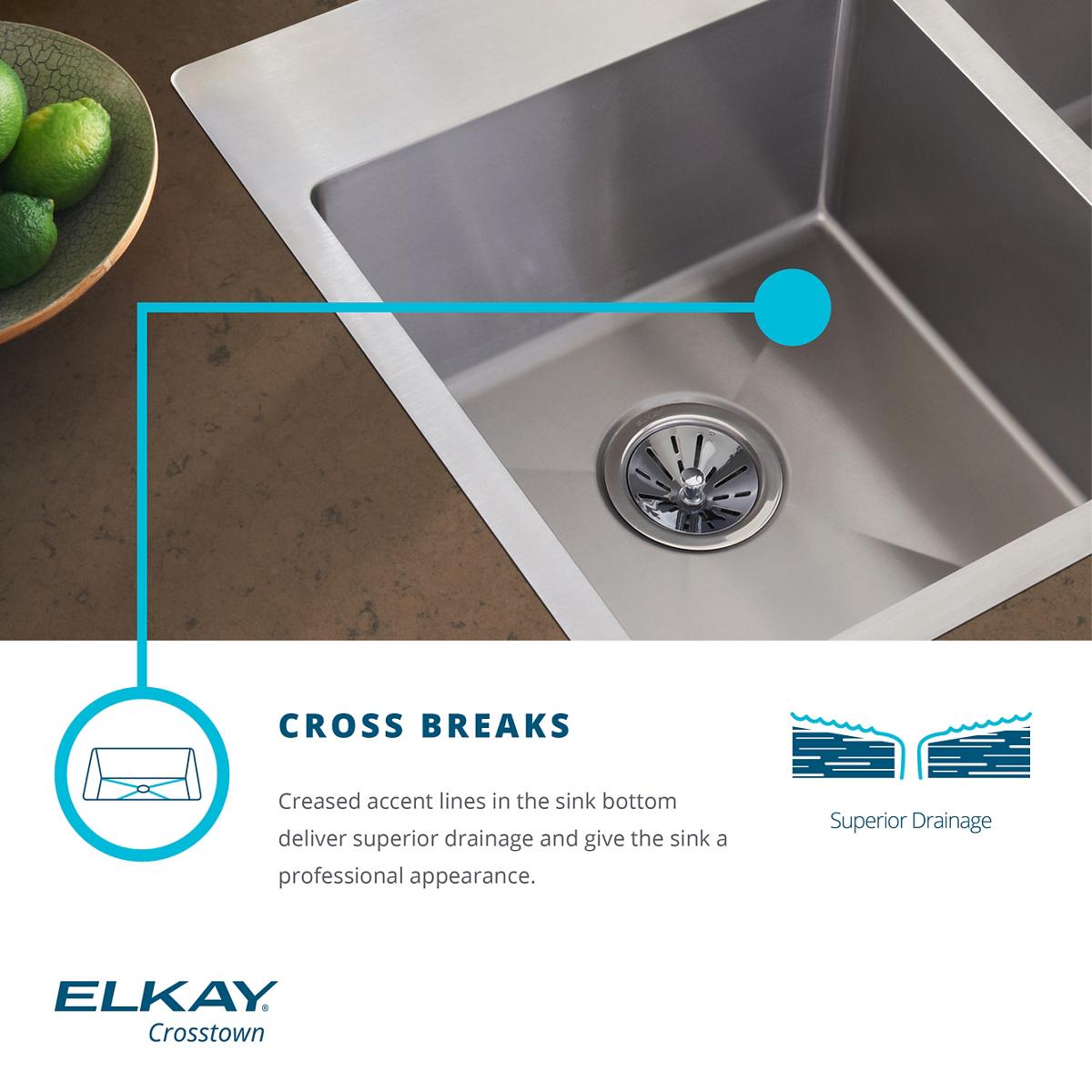 Elkay Crosstown 16 Gauge Stainless Steel 32-1/2" x 18" x 10", Single Bowl Undermount Sink Kit with Faucet-Kitchen Sink & Faucet Combos-Elkay