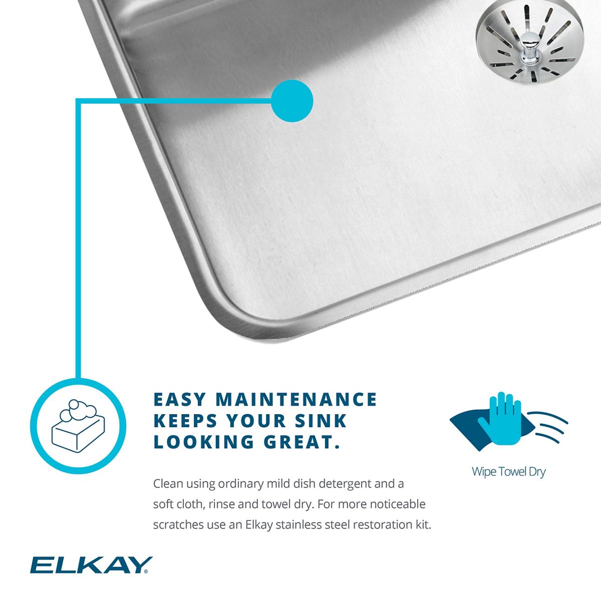 Elkay Lustertone Classic 31" x 22" x 10-1/8" Stainless Steel Single Bowl Drop-in Sink with Perfect Drain