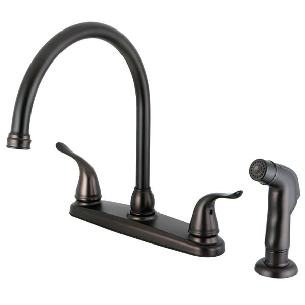 Kingston Brass Yosemite 8-Inch Centerset Kitchen Faucet with Matching Side Sprayer-Kitchen Faucets-Free Shipping-Directsinks.